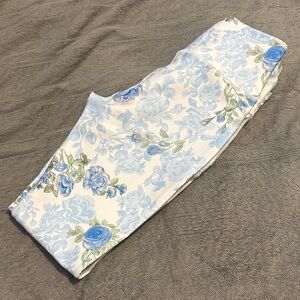 LoveShackFancy Blue and Cream Floral Leggings